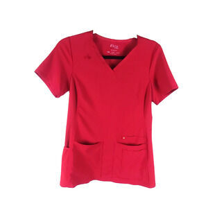 I Flex Women's Scrub Top Cheery Red Size X Small Polyester Blend